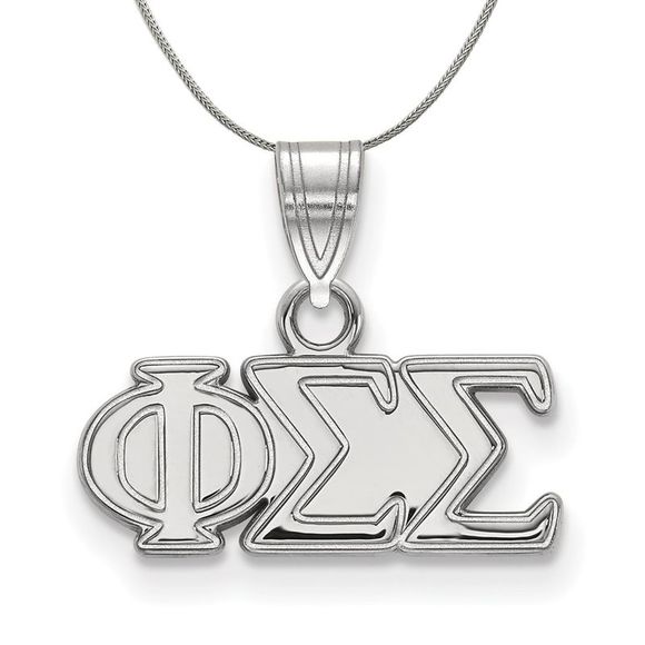 Sterling Silver Phi Sigma Sigma Small Greek Necklace - 18 Inch - Picture 1 of 7